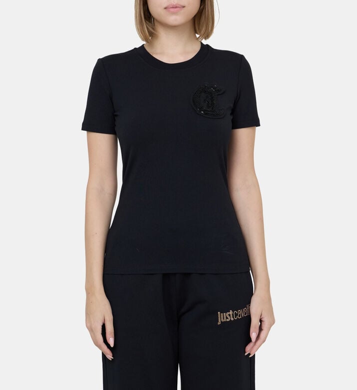 Cotton Sequined Logo T-shirt Cotton Sequined Logo T-shirt