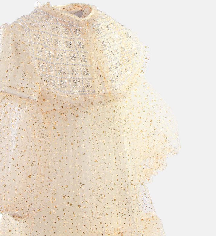 Gold Tulle Hand-sewn Beading Dress