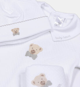 طقم دنغري قطن بنقشة دب 4 قطع