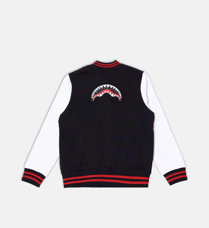 جاكيت بتصميم جامعي بشعار بحواف مزخرفة