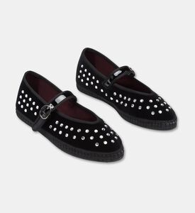 Flabelus Mae Velvet Embellished Mary Janes, Black, Eu-37, Packshot View