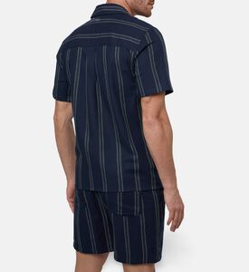 Les Deux Stripe-print Button Closure Short-sleeve Shirt, Model View
