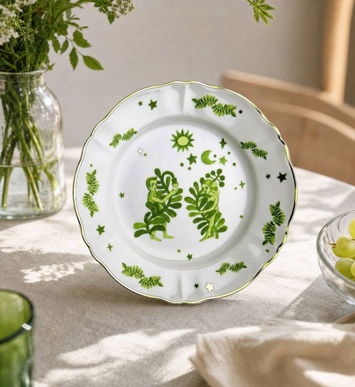 Bitossi Man Woman Floral Plate, Model View