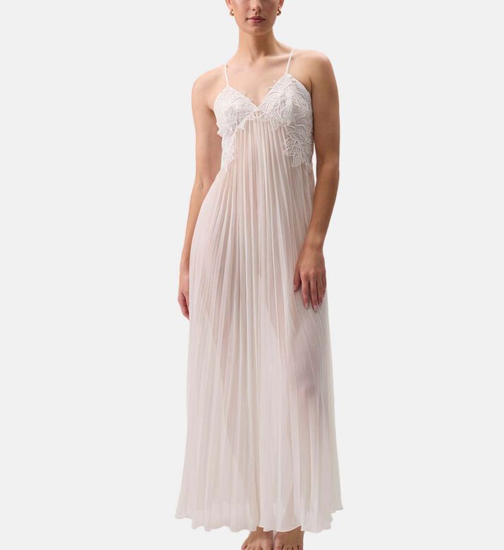 Rya Delight Floral-embroidery Flared Night Dress, Model View