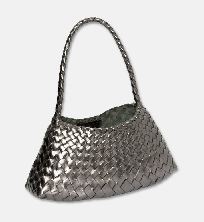 Dragon Diffusion Rosanna Woven Leather Baguette Bag, Grey, Packshot View
