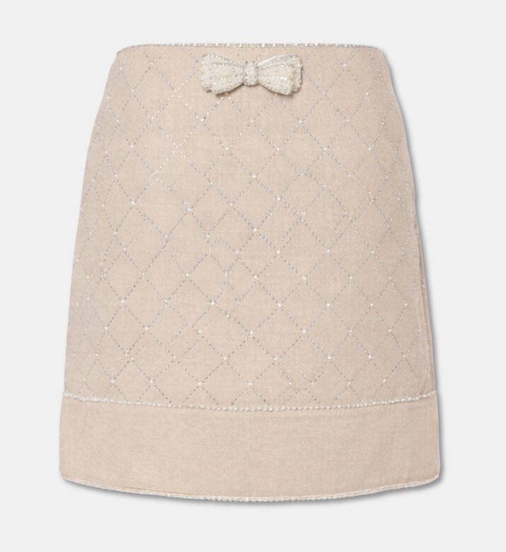 Edward Achour Paris Woven A-line Embellished Skirt, Packshot View
