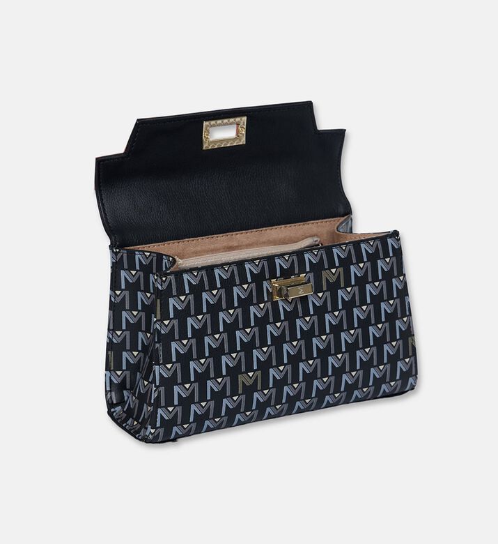 Maya.M Leticia Monogram Flap Bag, Black, Packshot View