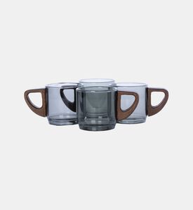 مجموعة أكواب شاي بمقبض خشبي 4 قطع 8.3×5.5×5.5 سم