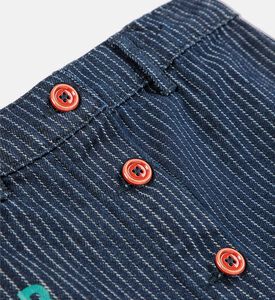 Bobo Choses Embroidered Logo Contrasting Buttons Pinstripe Denim Dress, Packshot View
