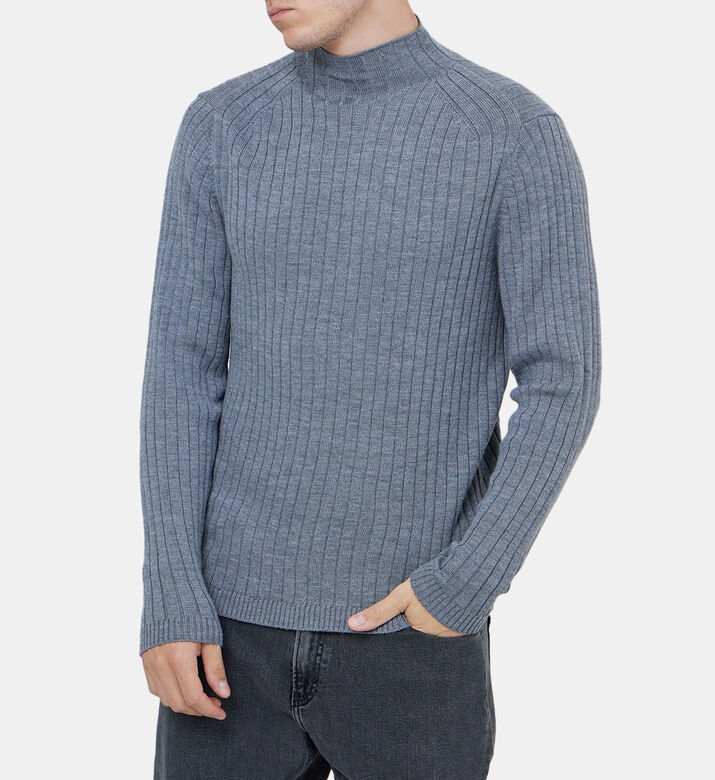 Stand-collar Wool Knitted Sweater