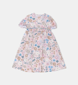 فستان قطن بأكمام منفوخة بطبعة أزهار