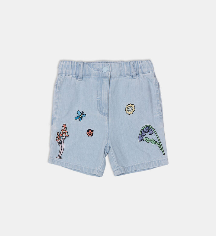 Embroidered Graphic Denim Shorts