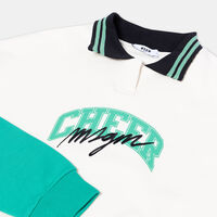 Printed Cotton Polo Sweatshirt