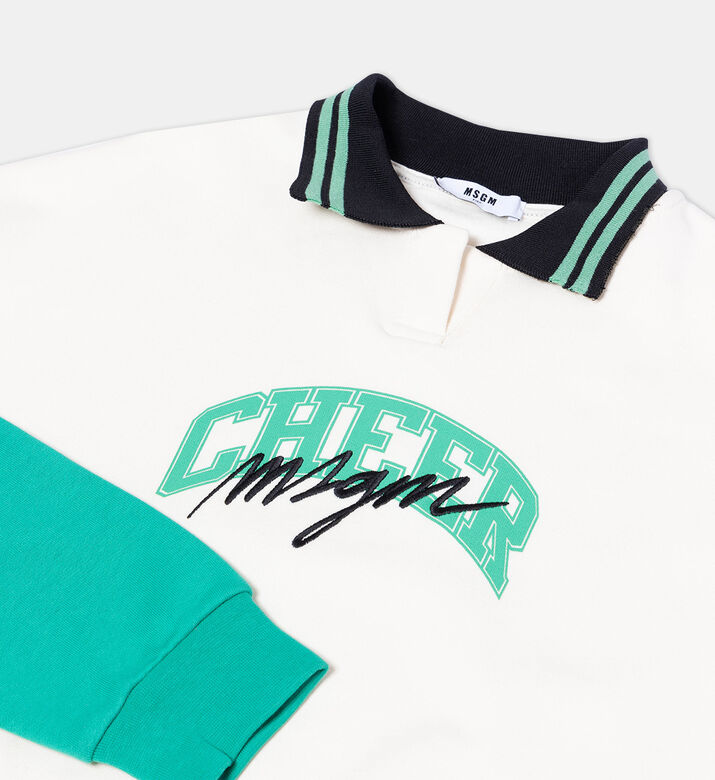 Printed Cotton Polo Sweatshirt