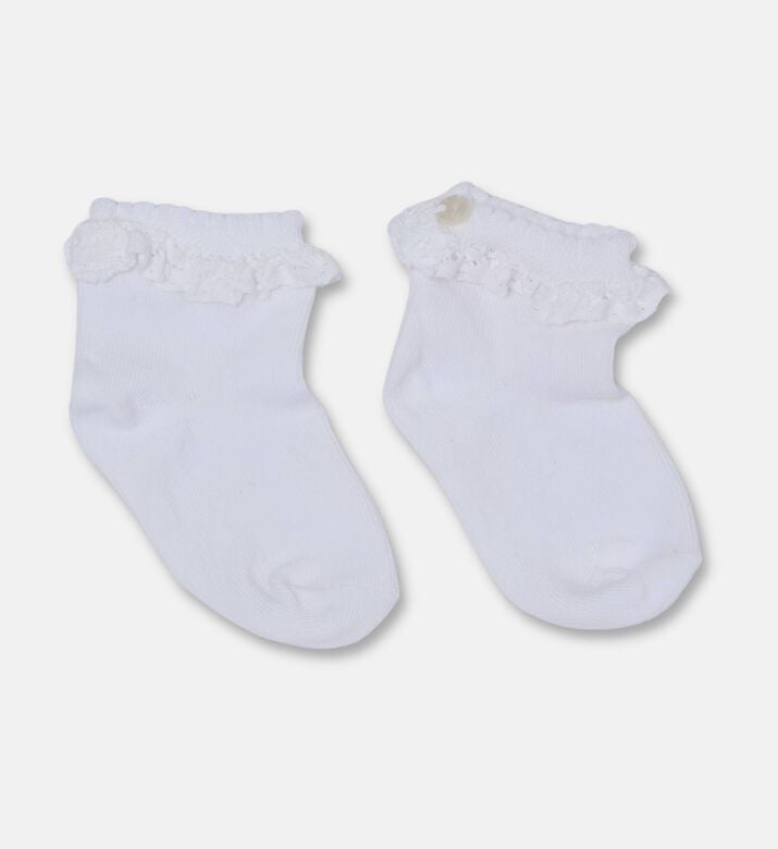 Tartine et Chocolat Cotton Lace-details Socks, White, 19-20m, Packshot View