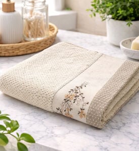 Home Deco and More Branchi Cotton Linen Terry Towel, Natural, 50x100-cm, Packshot View