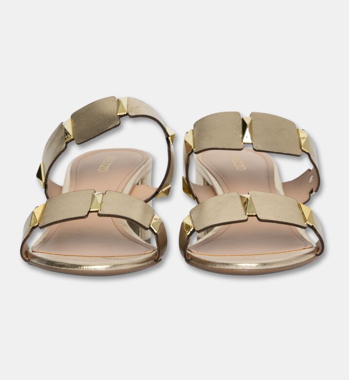 Arezzo Block-heel Leather Slide Sandals, Light-grey, Eu-37, Packshot View