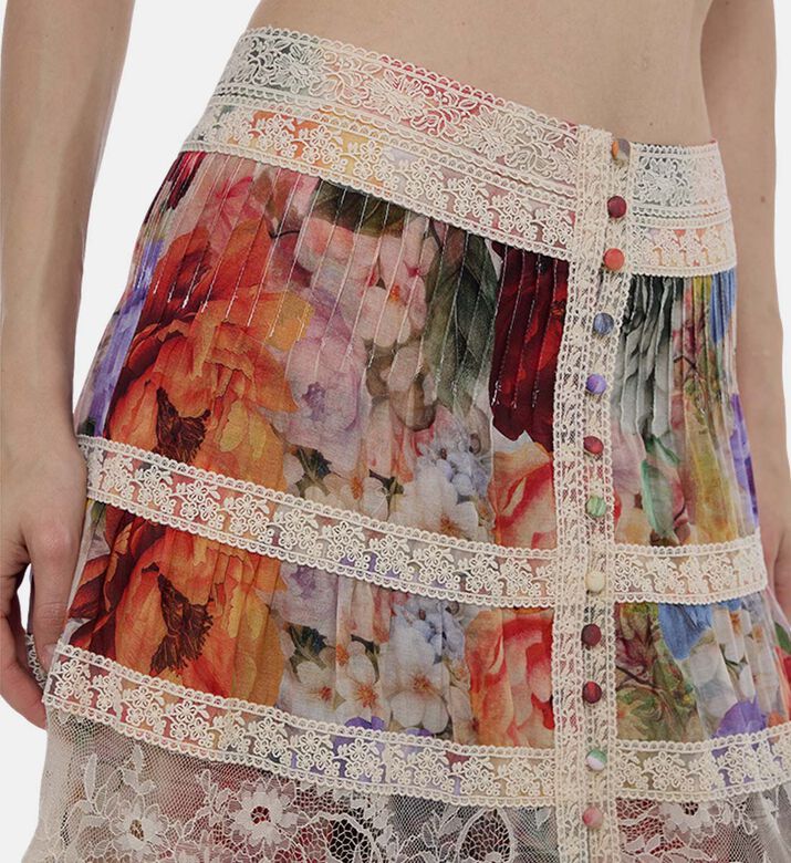 Floral Button-front A-line Maxi Skirt