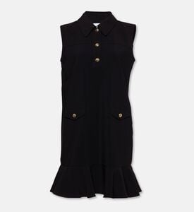 Ganni Gold-tone Logo Buttons Ruffled Hem Mini Dress, Packshot View