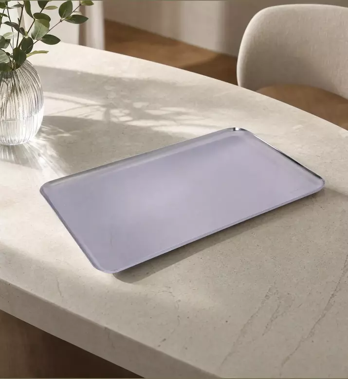 Mepra Stainless Steel Rectangular Tray, Silver, 46-cm, Model View