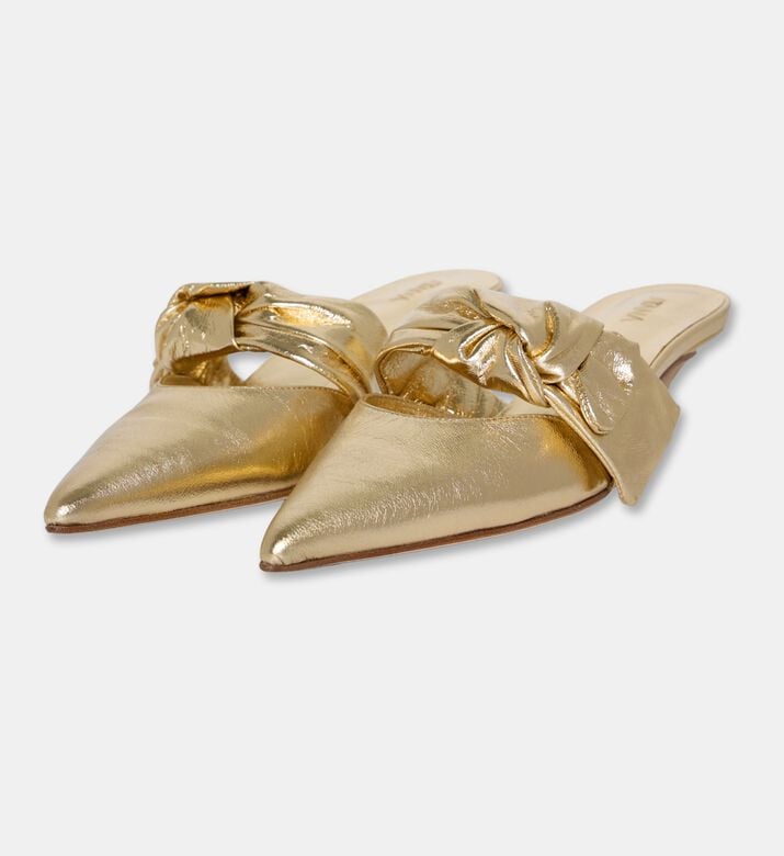 Atana Tinfoil Metallic Gold Side Tie Mules, Packshot View