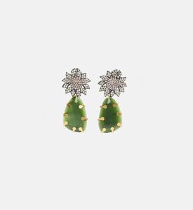 Floral Zircon Jade Stone Earrings