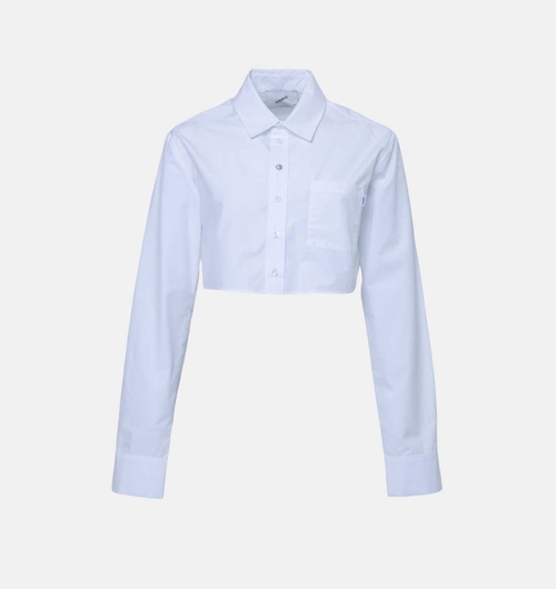 Cotton Cropped Button-up Shirt
