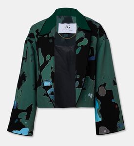 Arad Ghaderian Abstract Patchwork Printed Cropped Jacket, Packshot View