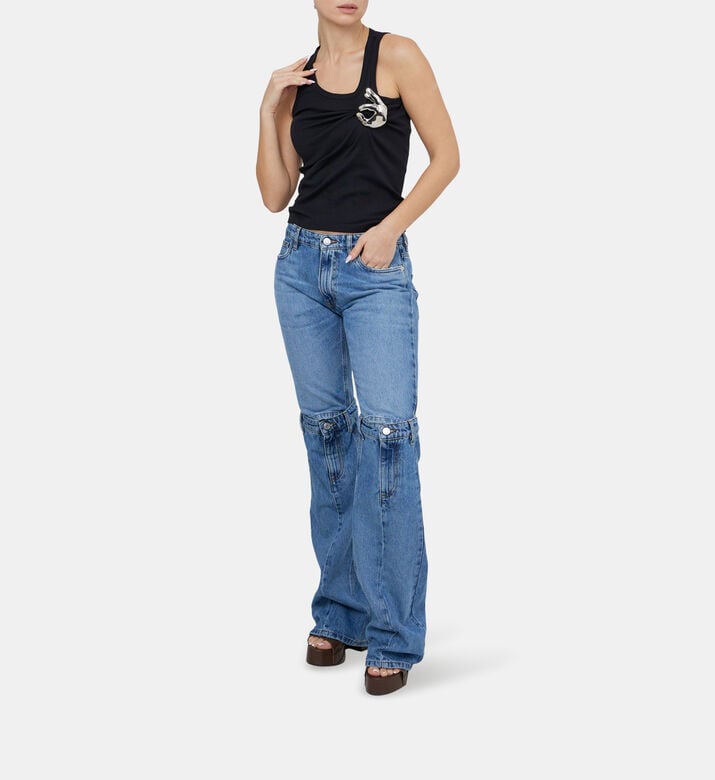 بلوزة بدون أكمام جيرسيه مرنة مع ايموجي