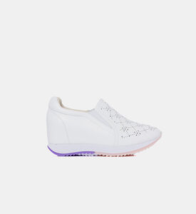 Baldinini Leather Rhinestone-embellished Slip-ons Sneakers, White, Eu-41, Packshot View