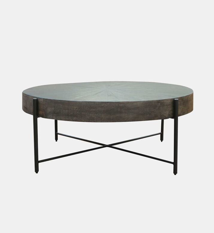 Home Deco and More Mountain Round Wooden Coffee Table, Packshot View