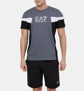 تيشيرت قطن بطبعة لوغو متباين