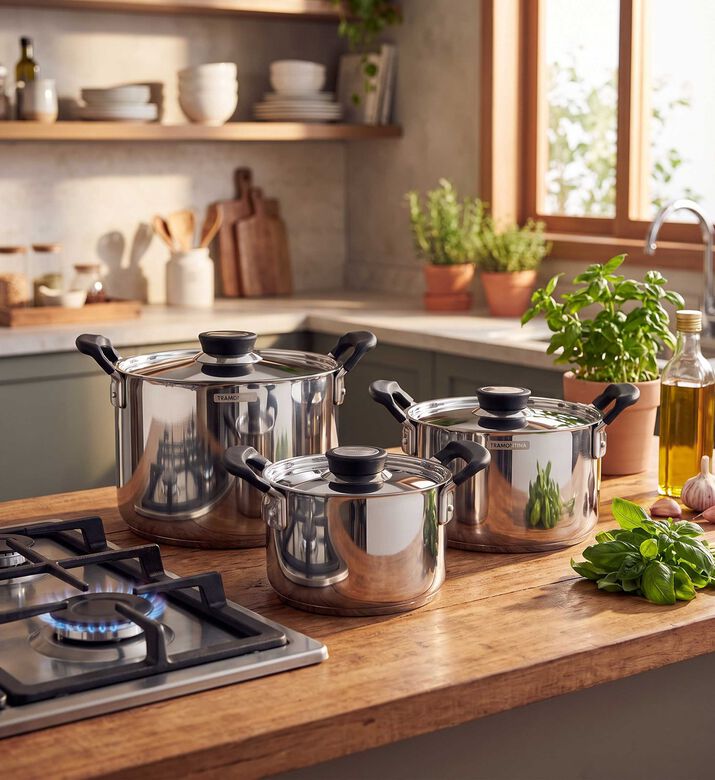Tramontina Grano Stainless Cookware 3-piece Set, Packshot View