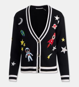 Alice and Olivia Space Staceface-embroidery Cardigan, Packshot View