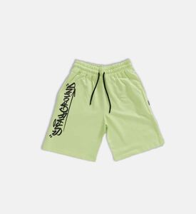 شورت قصير بقصة عادية مطبوع بشعار