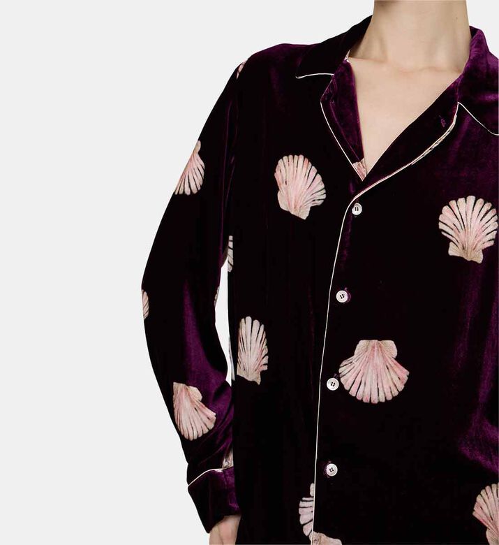 قميص نوم مخمل بطبعة لؤلؤ