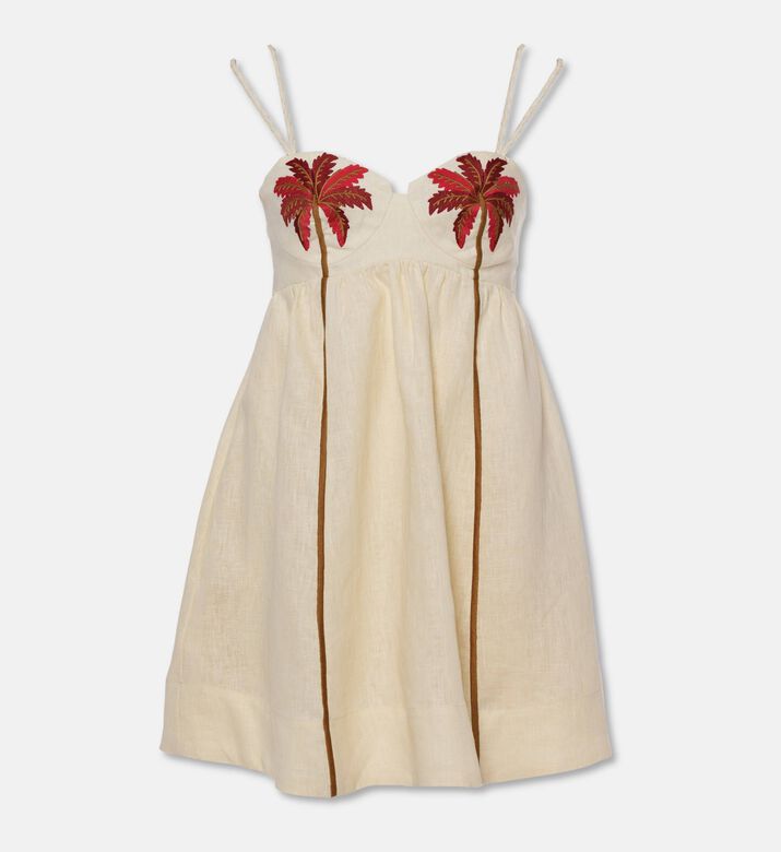 Farm Rio Coconut Tree Embroidered Mini Dress, Packshot View