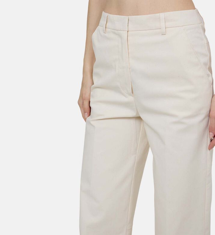 Cotton Canvas Belted Trousers