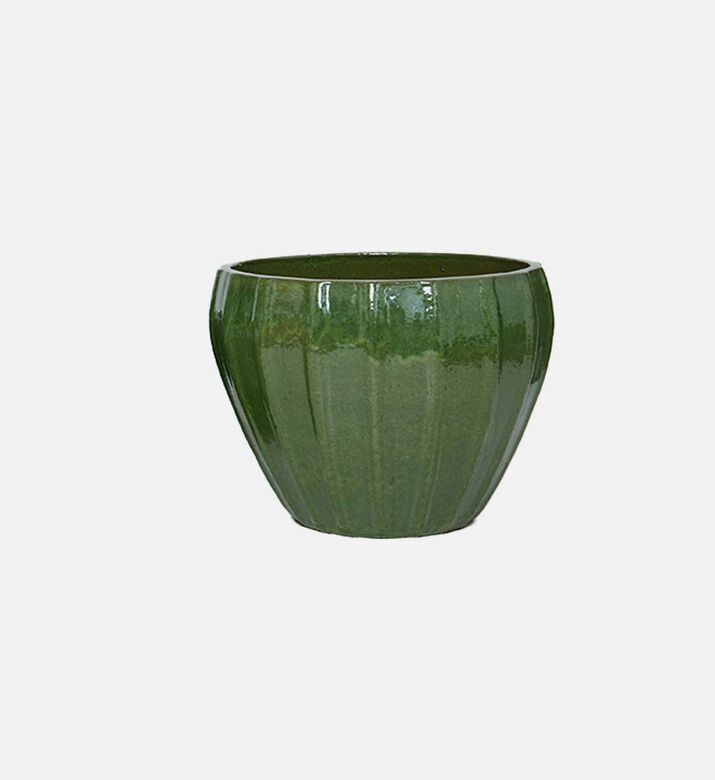 Edg Glaze Striped Vase, Green, 25-cm, Packshot View