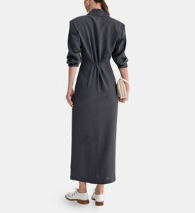 فستان طويل بأكمام طويلة بسحاب إغلاق