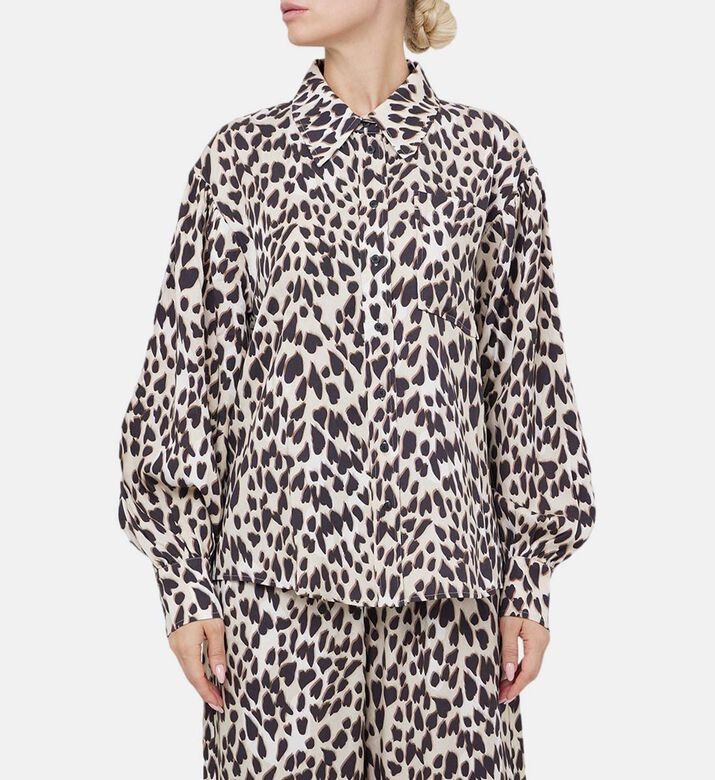 قميص فيسكوز على شكل قلب النمر