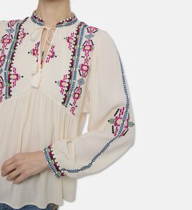 Ba and Sh Embroidered Long-sleeve Blouse, Model View