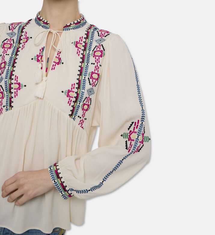 Ba and Sh Embroidered Long-sleeve Blouse, Model View
