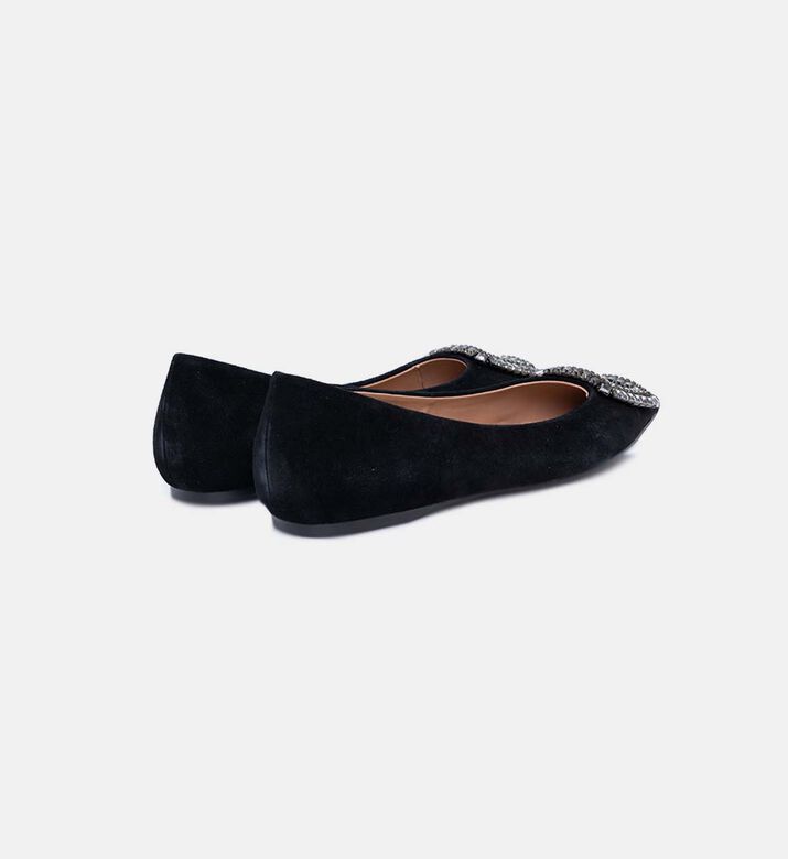 Brooch Kid Suede Ballet Flats