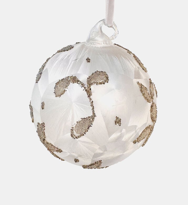 Bead Leaves Frosted Ball Ornament Bead Leaves Frosted Ball Ornament