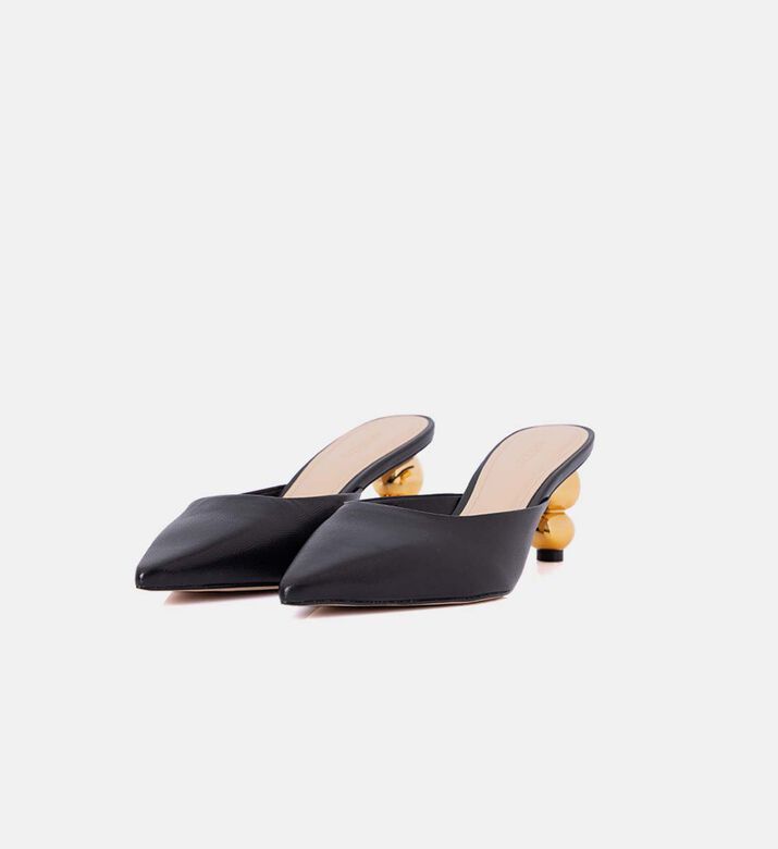 Leather Sculptural Heel Mules