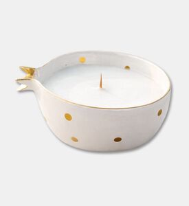 Tohfa Luxe Half Pomegranate Soy 22k Gold Plating Candle, Ivory, 300-ml, Packshot View