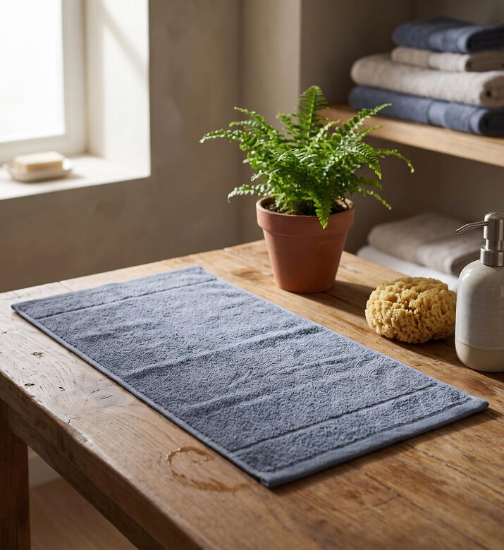 Marco Polo Timeless Fabric Plain Towel, Blue, 30x50-cm, Model View