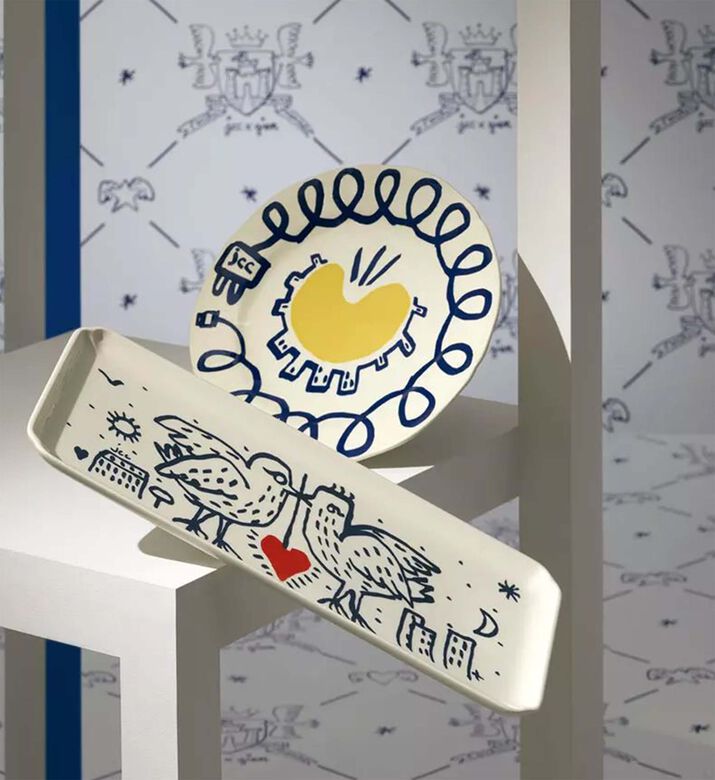 Gien Cake Platter Archipel Sent, Packshot View