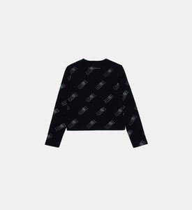 تيشيرت بأكمام طويلة بطبعة لوغو على كامله